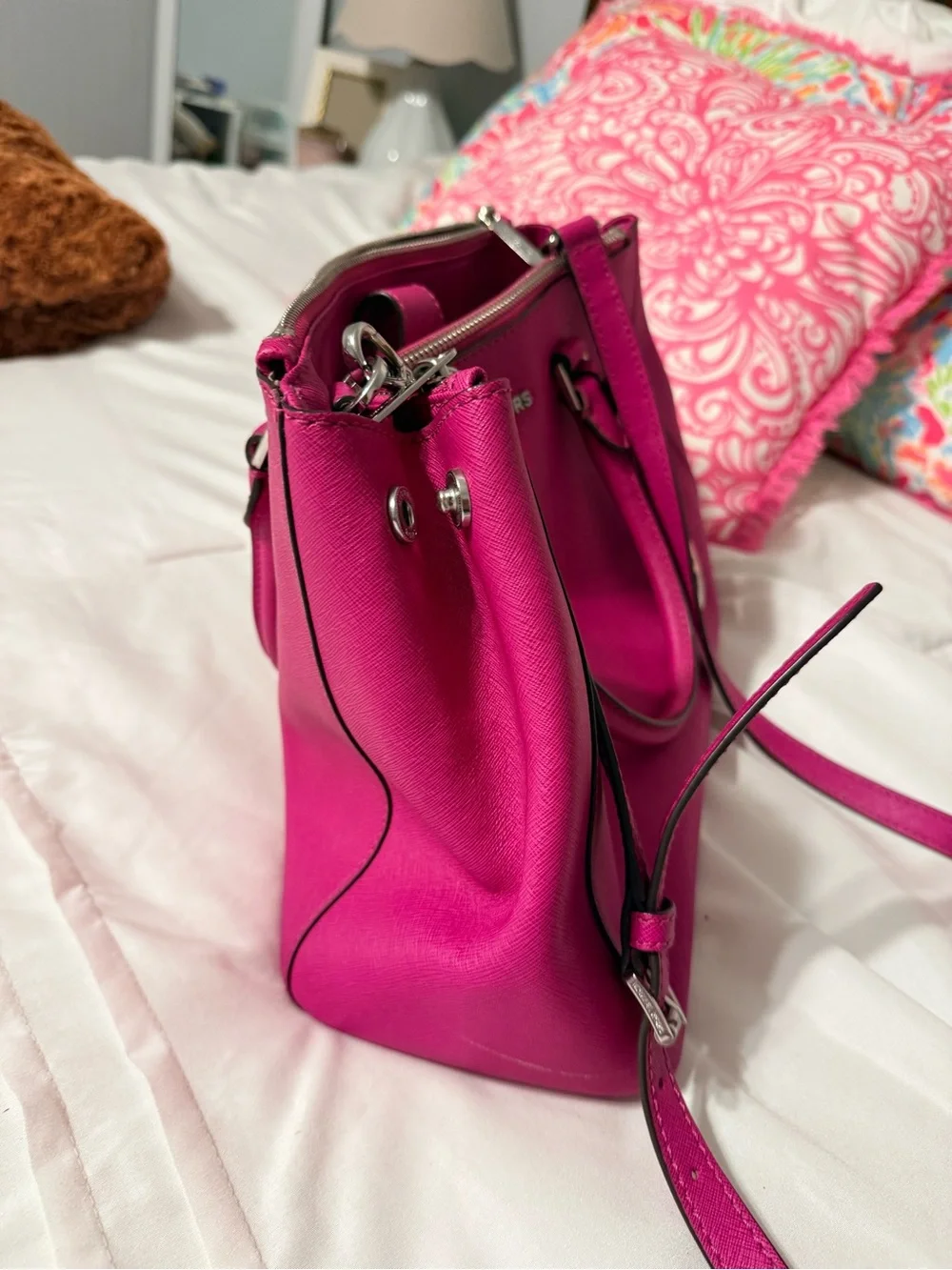 Michael Kors Fuchsia Saffiano Leather Satchel